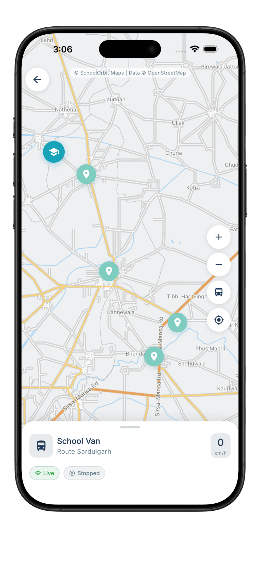 School Orbit parent app — live bus tracking