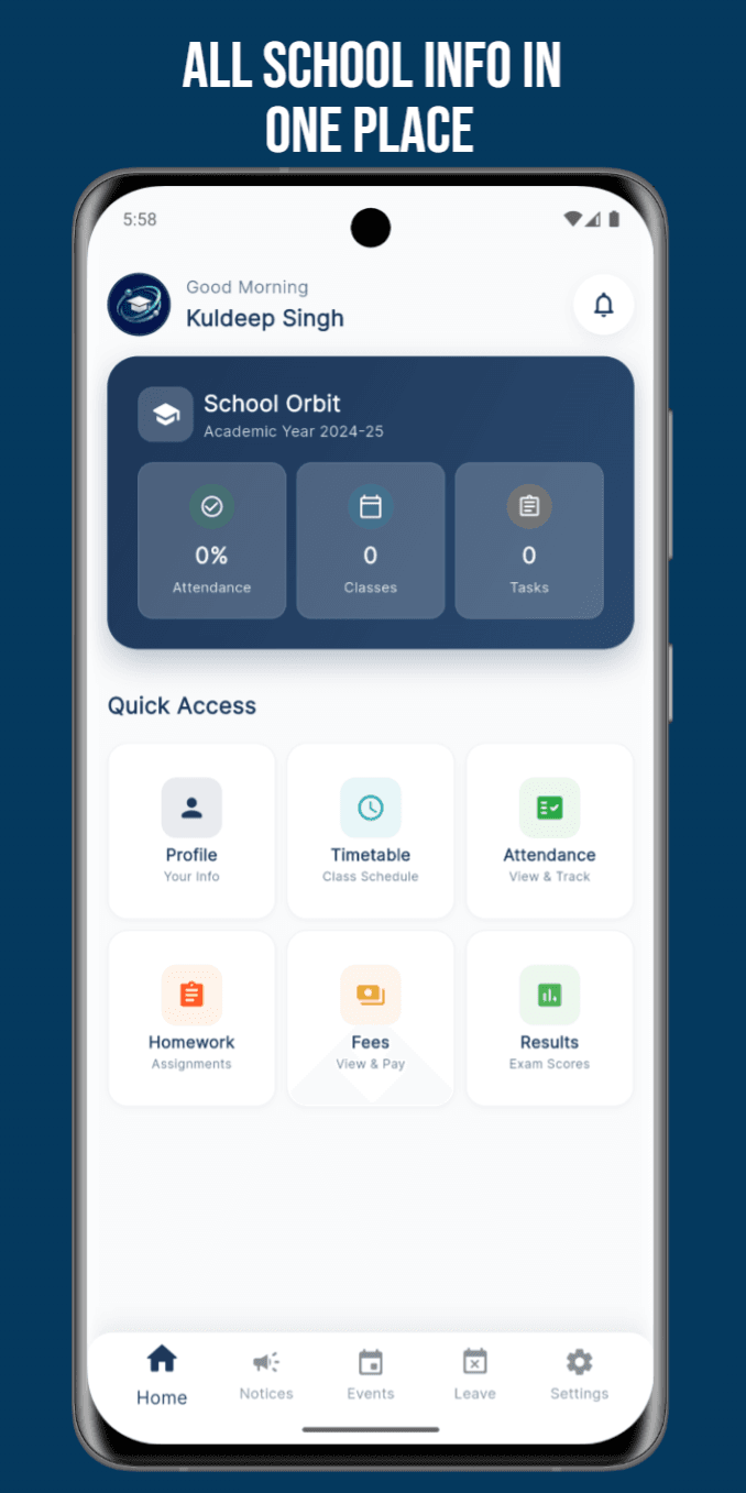 School Orbit Mobile App Interface